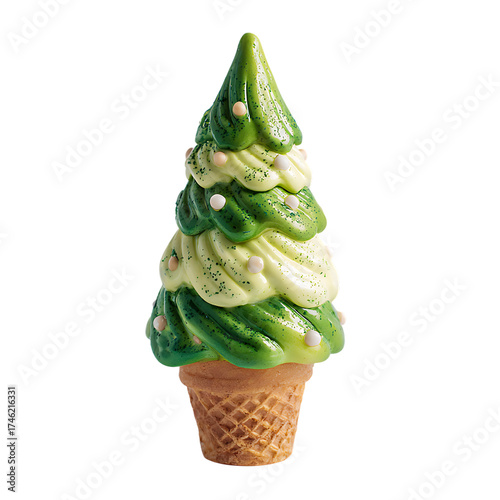 Christmas tree ice cream. Winter holiday concept