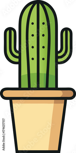 Cactus in pot simple line