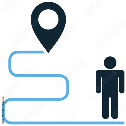 People destination icon vector. Ideal for meeting points, social travel, and group navigation themes. This graphic symbolizes a common location or an event gathering spot.