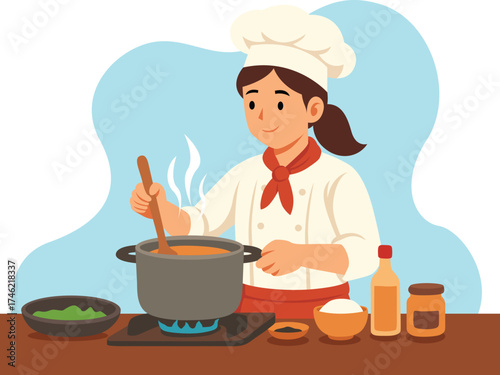 woman chef cooking