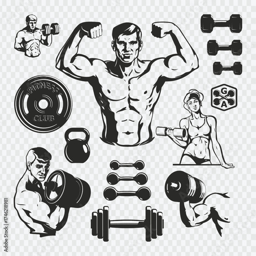 Strong bodybuilder man lifting weights in a gym for fitness and strength training