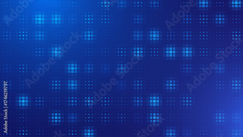 Blue Tech Finance Fintech Background Abstract Pixel Pattern. Abstract Business Tech Science Vector Backdrop.