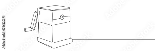 Single continuous line of pencil sharpener, hand drawn vector art doodle, stroke editable.