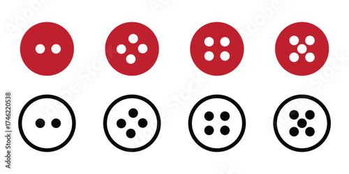 Collection of sewing button icon vector on white background