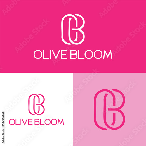 Olive Bloom Logo Design: A sophisticated logo concept showcases a harmonious blend of letters and shapes. The design's clean lines and vibrant colors create a professional yet inviting aesthetic.