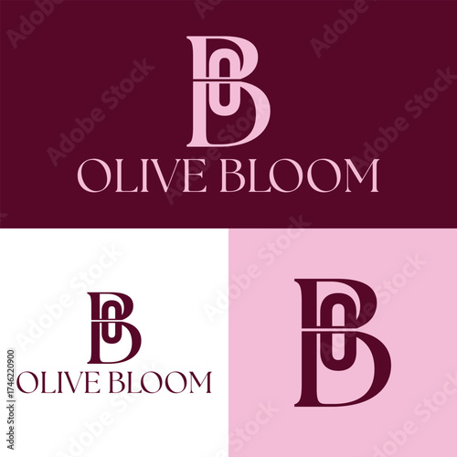 Olive Bloom Logo Design: Elegant logo design featuring a stylized O and B monogram, embodying sophistication and brand identity. 