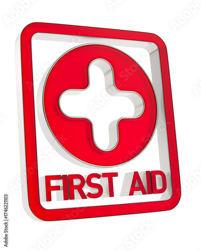 First aid sign on white background. Isolated 3D illustration