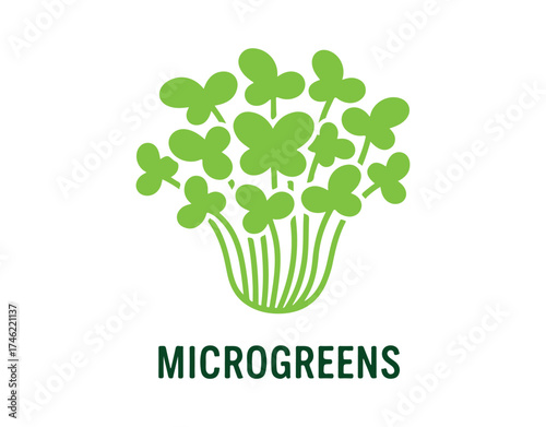 Microgreens glyph icon. Superfood. Organic, healthy, and energizing food for balanced nutrition. Detoxification and weight loss supplements. Vegetarian food. Filled flat sign. Vector illustration.