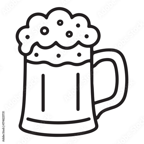 Vector art of beer mug with foam in outline style