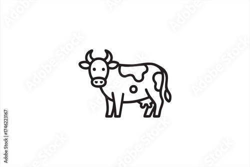 Farm cow icon set for livestock, milk, and organic product marketing