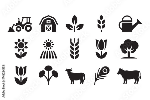 Organic farm vector illustration pack for eco branding and agricultural marketing