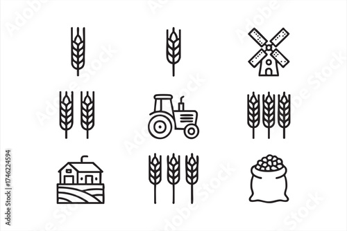 Rural agriculture vector illustrations for natural food, eco, and sustainability themes