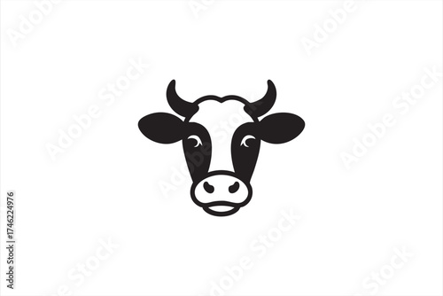 Minimal cow face icon for dairy, food branding, and natural product packaging