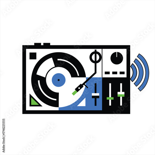 Turntable, a symbol of music and dj culture