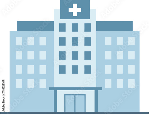 Pixel art hospital building with medical cross icon for healthcare and medical services isolated on transparent background