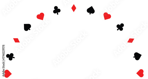 playing cards icons set both black and red isolated on transparent background