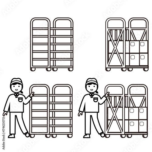 Woman pulling a cart