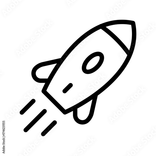 Startup Rocket Launch Icon, Minimal Outline,Mission Liftoff,Innovation and Boost