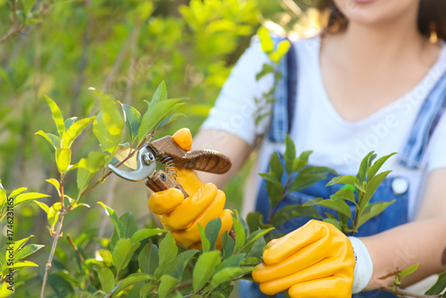 Female gardener with secate...