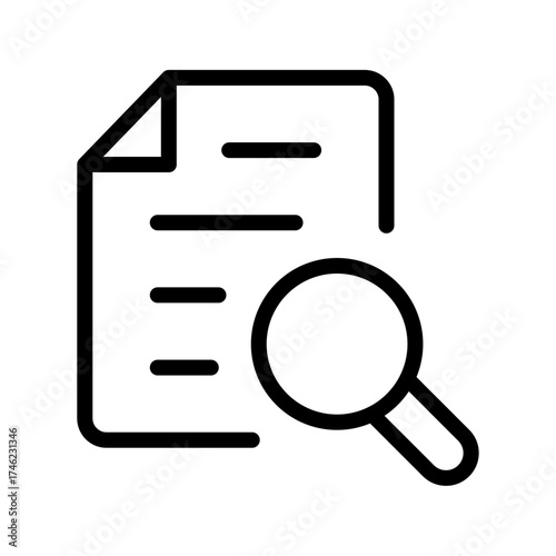 Document Search Icon Page with Magnifying Glass