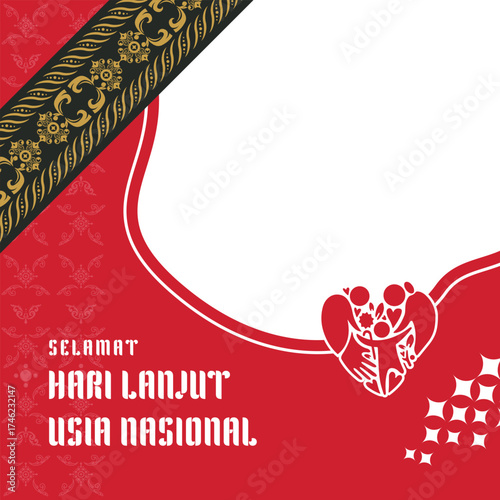 Twibbon graphic hari lanjut usia nasional indonesia template vector