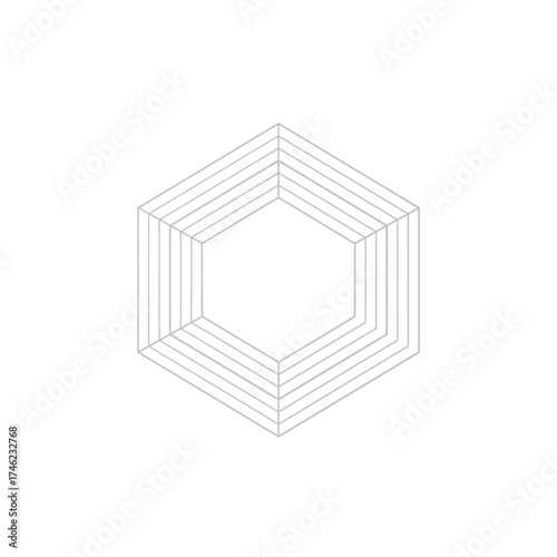 Geometric Hexagonal Outline Abstract Design.