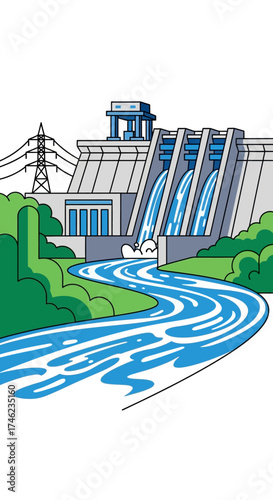 Hydroelectric Dam Generating Clean Energy.