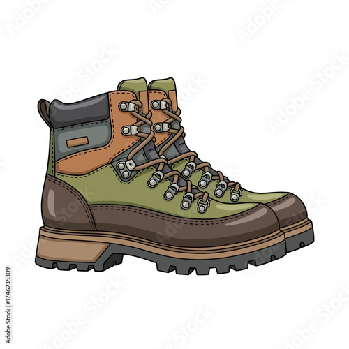 Illustration of a pair of hiking boots.