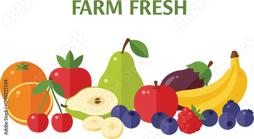 Abundant selection of farm fresh fruits displayed in a vibrant assortment for healthy eating and recipes isolated on transparent background