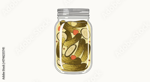 Jar of Pickles with Dill and Spices.