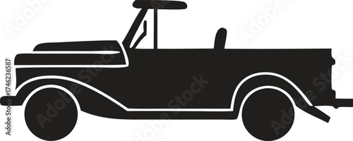 Silhouette of a classic open top vintage car