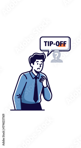 Man receiving a tipoff with a question mark symbol.