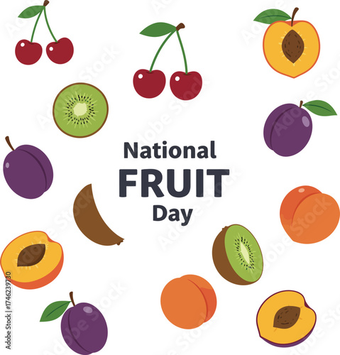 Celebrate national fruit day with a vibrant assortment of fresh fruits collection isolated on transparent background