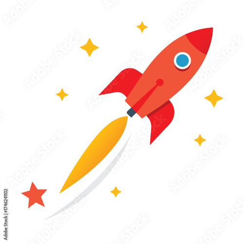 Rocket Launching Skyward with Smoke Trail