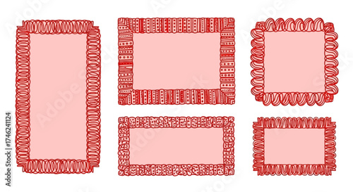 Elegant Red Frame Borders Ornamental Rectangular Dividers for Invitations and Design Projects