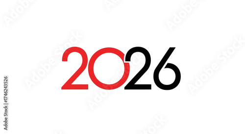 Number 2026 graphic illustration representing upcoming year, future, celebration, new beginnings, and planning