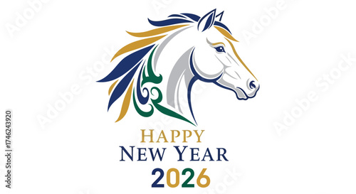 Happy New Year 2026 Celebrate the Year of the Horse with a Festive and Elegant Design