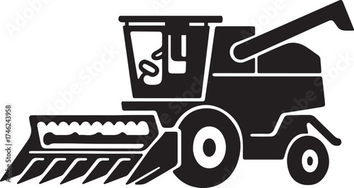 Combine Harvester Side View Agricultural Machine Vector Illustration 