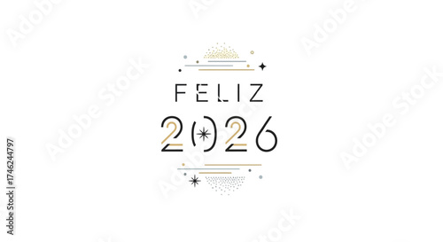 Happy New Year 2026 Typography Design Festive Celebration for Greeting Cards & More