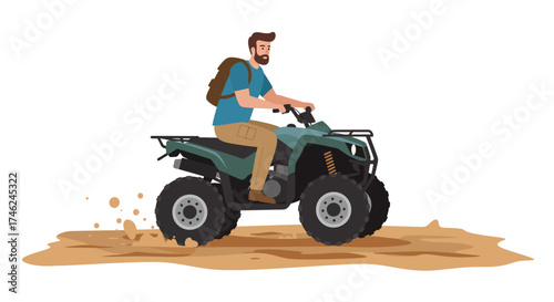 Man riding a quad bike through mud, enjoying an off-road adventure