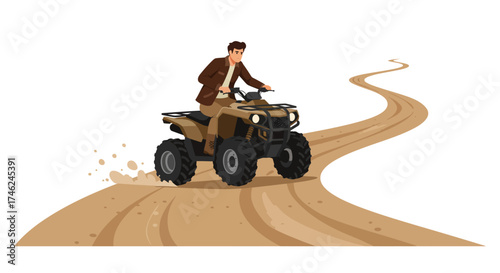 Man on an ATV Exploring a Sandy Path Adventure