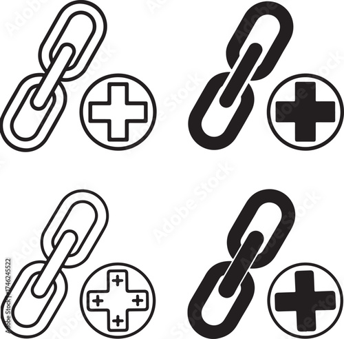 Link Icons  Black and White Vector Illustrations for Web Navigation