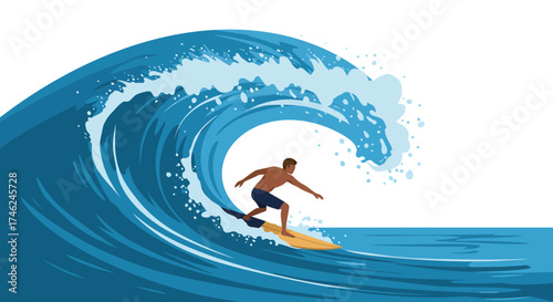 Surfing on a Wave A Dynamic Illustration of Water Sport
