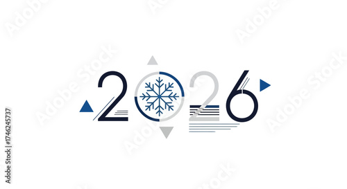 2026 A year of innovation and progress symbolized by a modern snowflake design