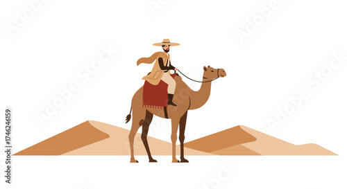 Desert Journey A Nomad's Ride Through Sandy Dunes on a Camel