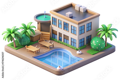3d swimming pool in hotel