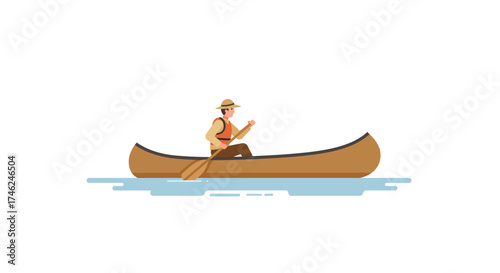 Serene Canoe Ride A Paddler's Peaceful Journey on Calm Waters