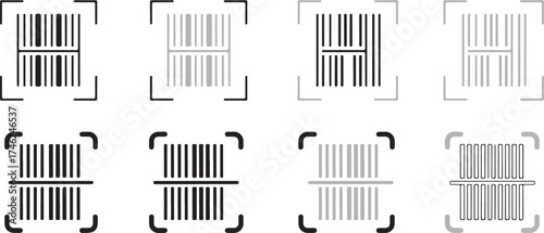Barcode Scanner Icon – Flat Thin Line Vector Illustration Set