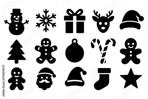 Christmas holiday icon set.