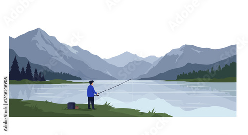 Angler's Serenity A Quiet Day Fishing by the Lake